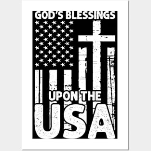 God's Blessings Jesus American Flag Patriot Christian Posters and Art